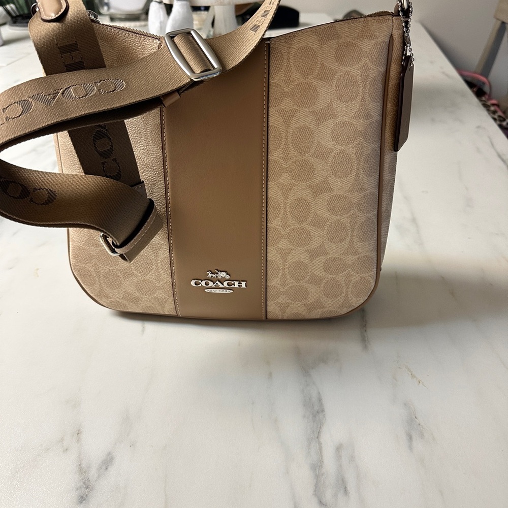 Coach Signature Crossbody Bag in Tan and Brown